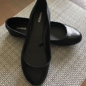 Never worn Express flats with black shimmer.